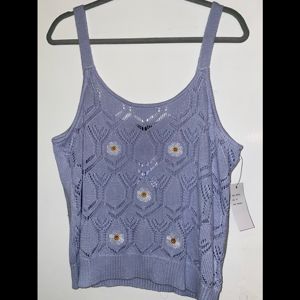 Nikka K pastel Sky blue Knit Tank Top